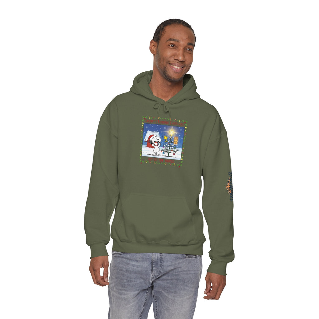🎄 Faithful Christmas Friends – Christian Holiday Hoodie | Festive Tree & Cartoon Duo | Heartwarming Christmas Tee by Uplifted Gear Printify