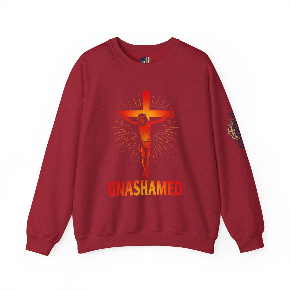 Unashamed Sweatshirt – Romans 1:16 Crucifixion Christian Sweatshirt for Bold Unwavering Faith Printify