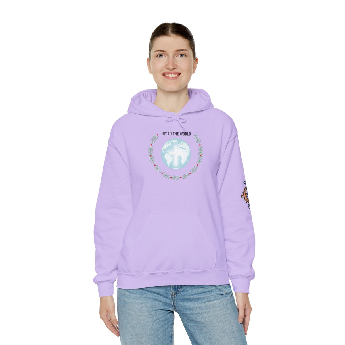 Joy to the World Hoodie – Wreath Earth Nativity Christian Christmas Sweatshirt for Isaiah 9:6 Holiday Faith & Festive Joy Printify