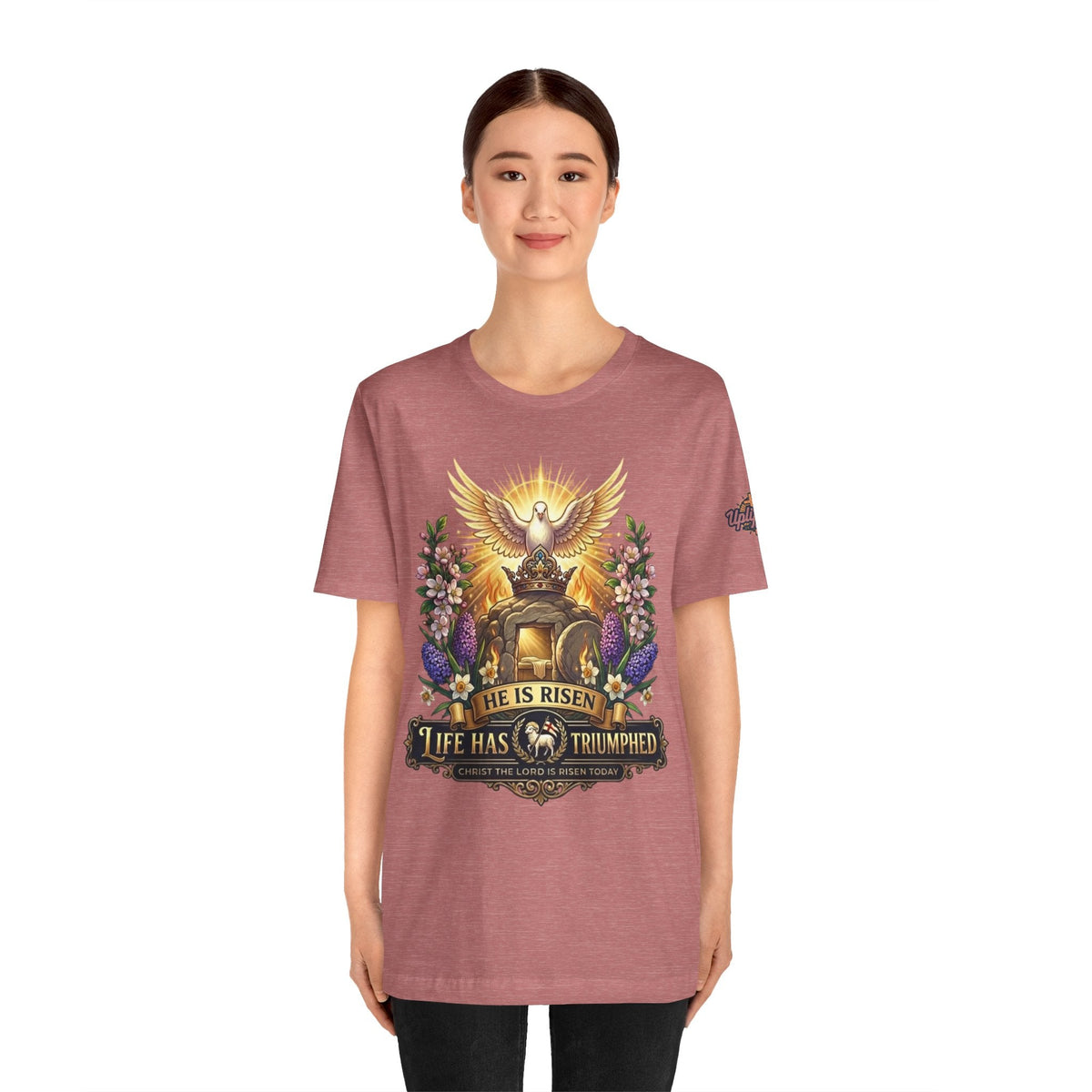 He Is Risen "Life Has Triumphed" T-Shirt — Easter Resurrection Christian Tee Printify
