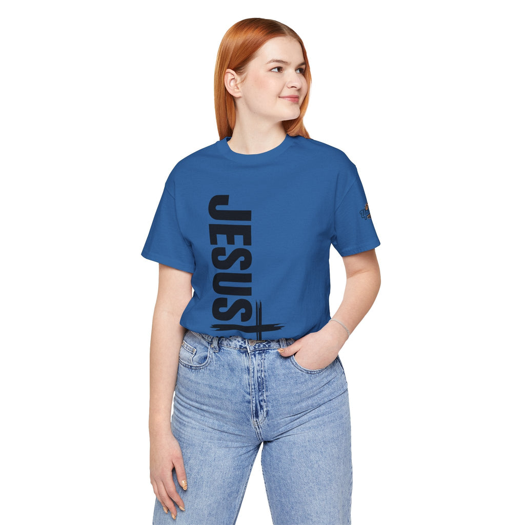 Jesus Is King T-shirt | Modern Typographic Cross Christian T-shirt Printify