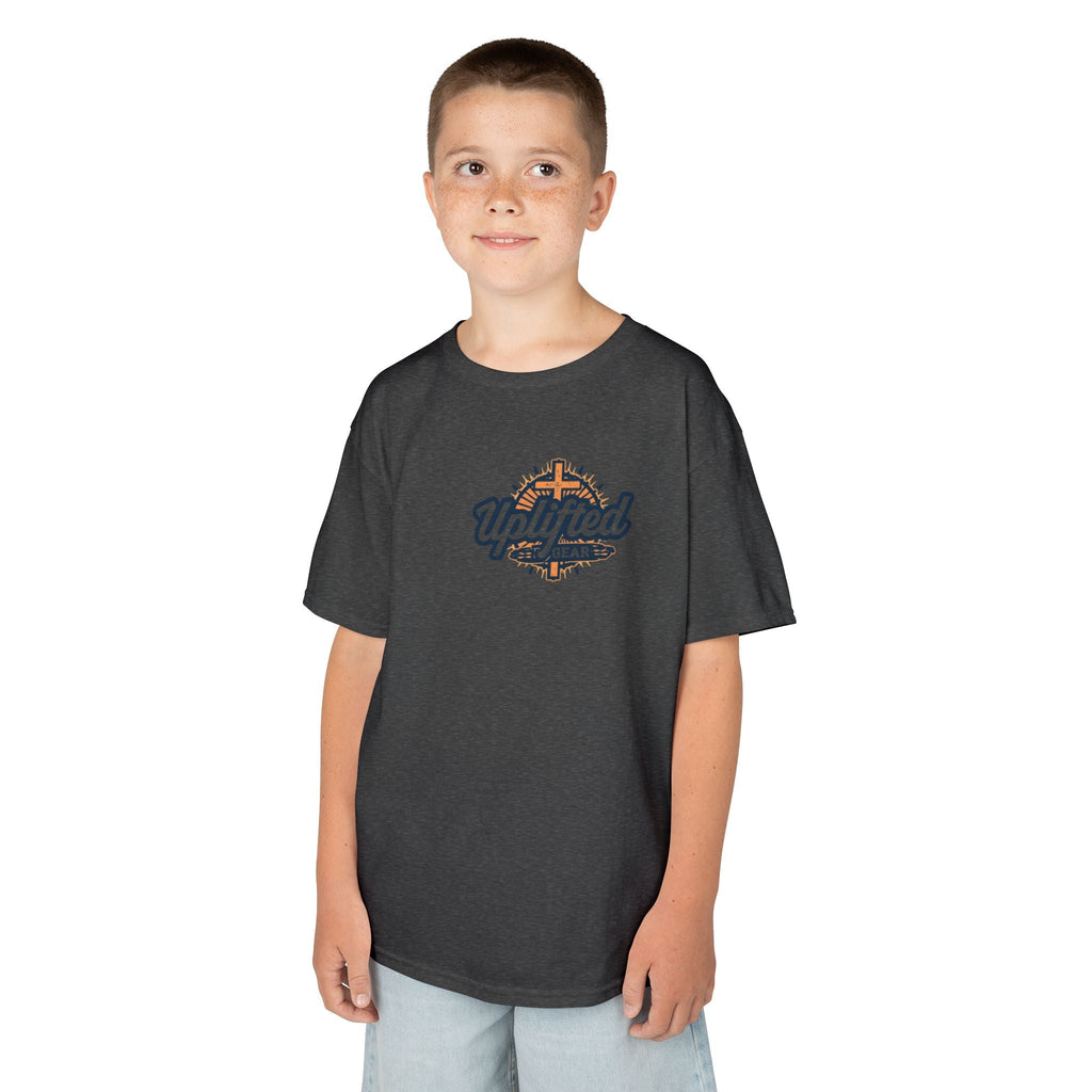 ✨ Chosen. Loved. Redeemed. – Elegant Christian Kids T-Shirt | Gold Foil Faith Tee | Subtle Cross & Heart Design | Inspirational Bible Verse Apparel by Uplifted Gear Printify