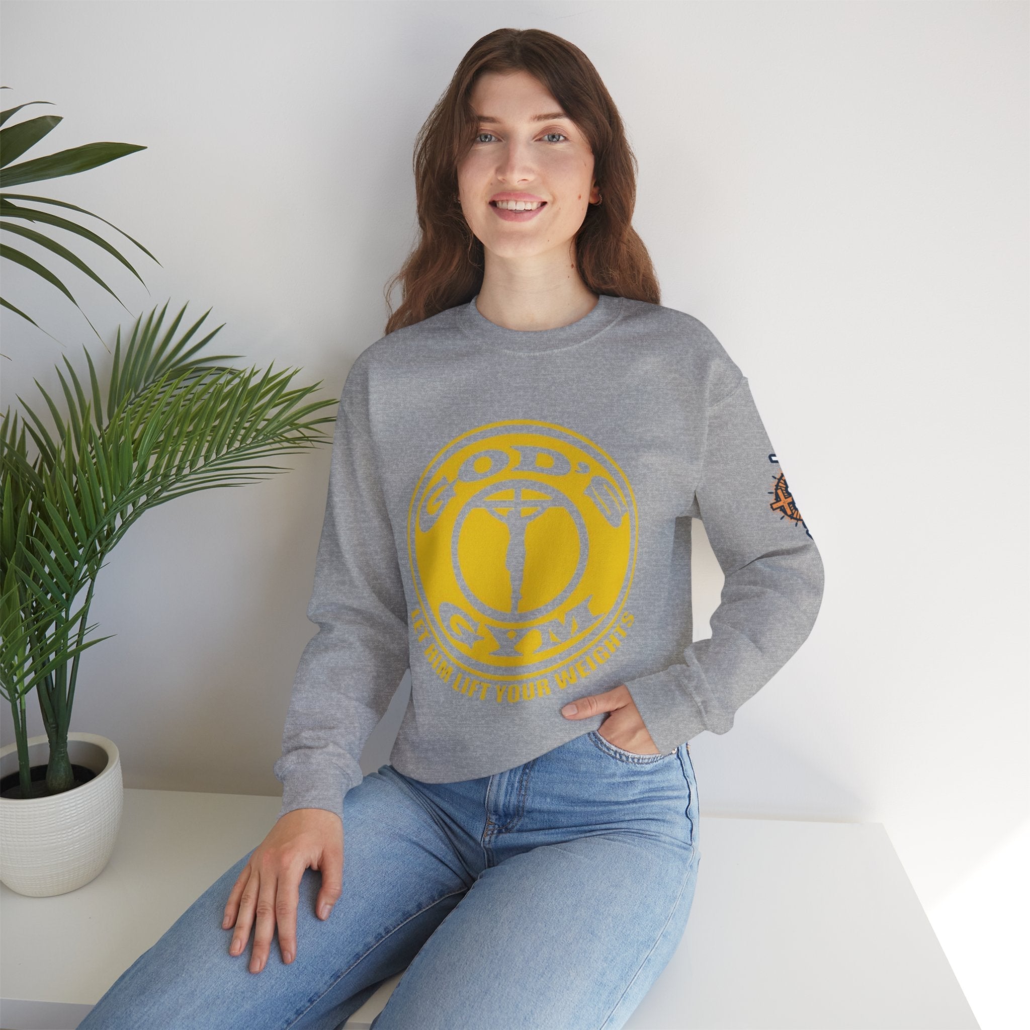 God's Gym Sweatshirt — "Let Him Lift Your Weights" Christian Fitness Sweatshirt Printify