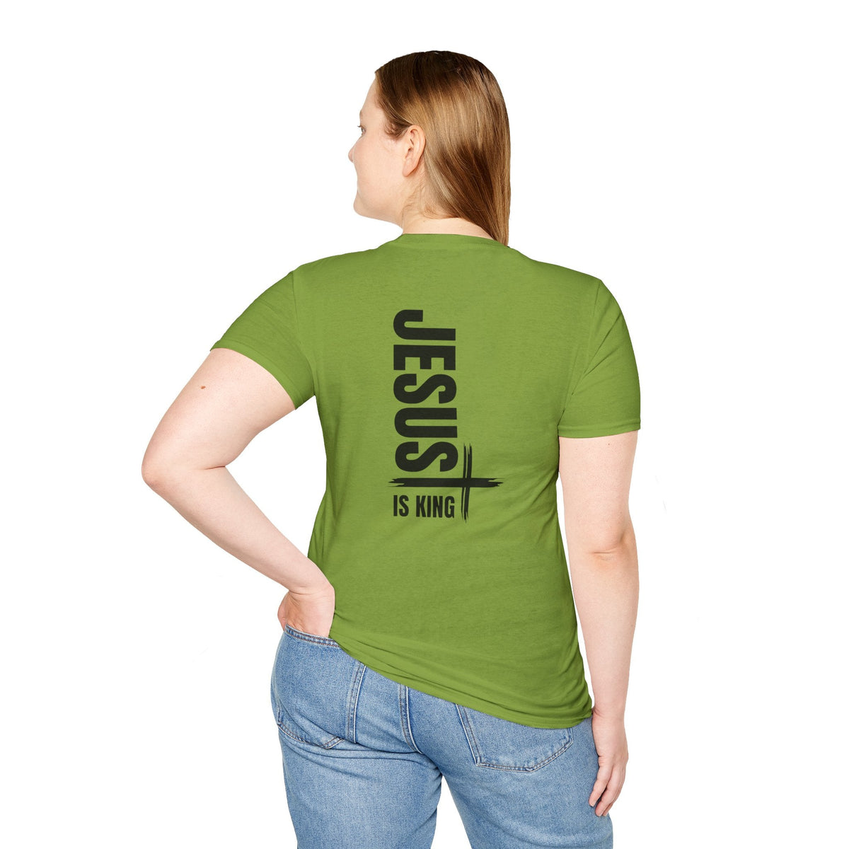 Jesus Is King T-shirt | Modern Typographic Cross Christian T-shirt Printify