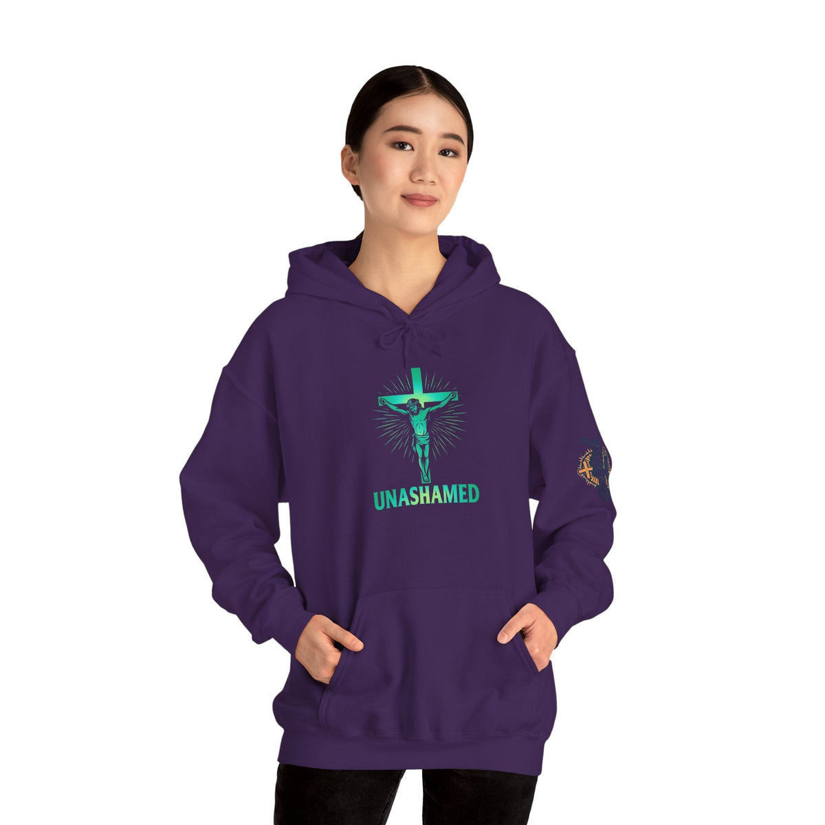 Unashamed Hoodie – Romans 1:16 Crucifixion Christian Hoodie for Bold Unwavering Faith Printify