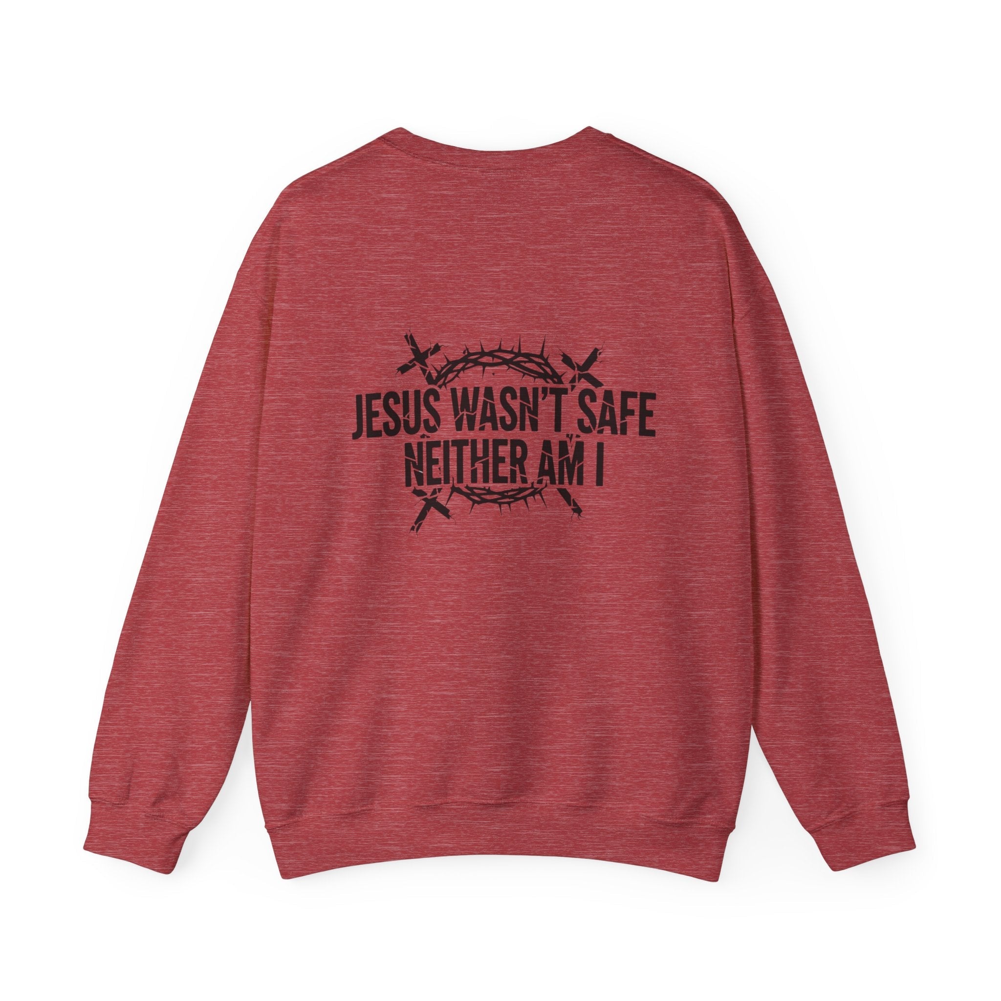 ⚡ Jesus Wasn’t Safe – Neither Am I | Bold Christian Sweatshirt | Storm-Walking Faith Tee | Minimalist Black & White Design | Uplifted Gear Printify