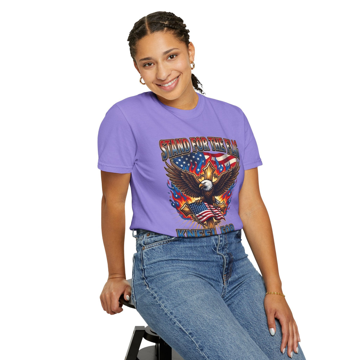 Stand for the Flag Kneel for the Cross T-shirt | Patriotic Eagle T-shirt Printify