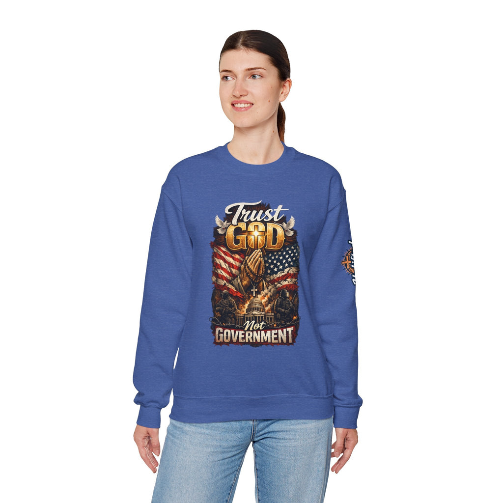 Trust God Not Government Sweatshirt — Vintage Patriotic Christian Sweatshirt Printify