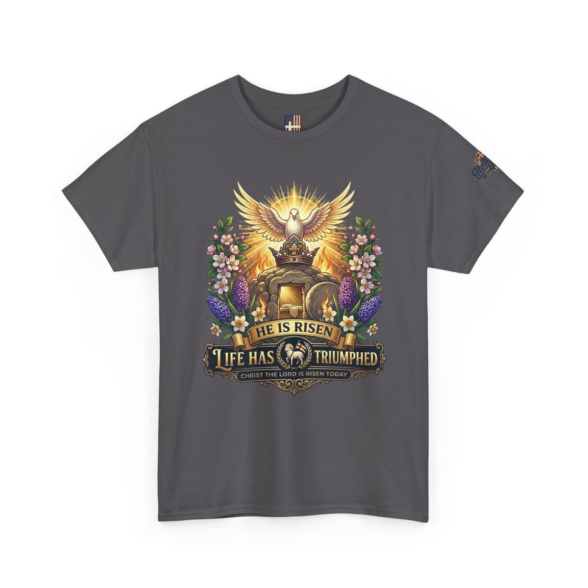 He Is Risen "Life Has Triumphed" T-Shirt — Easter Resurrection Christian Tee Printify