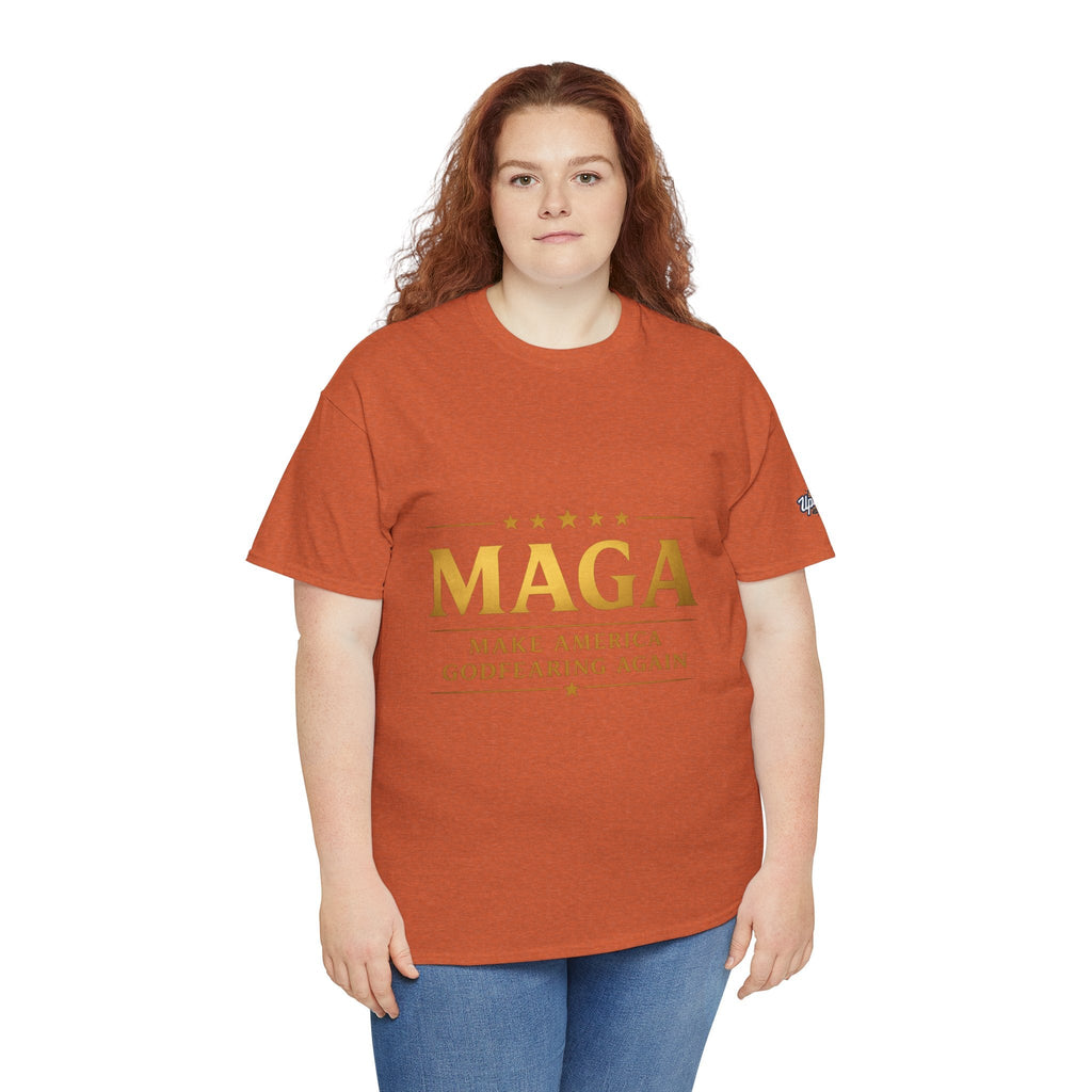 MAGA Gold Letter T-Shirt — "Make America Great Again" Printify