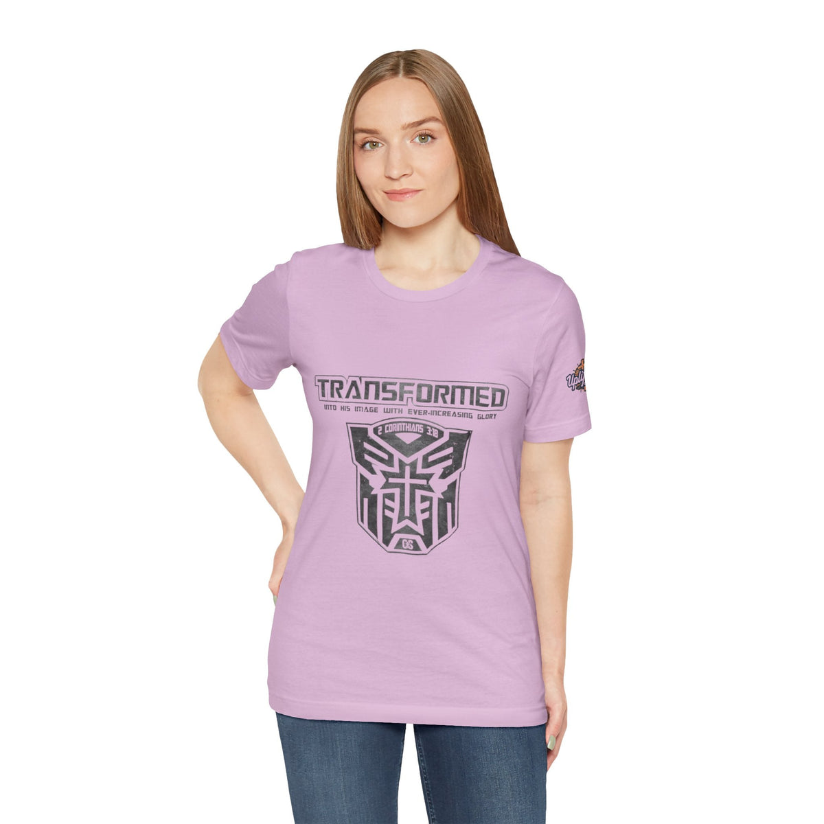 Transformer Logo Christian T-shirt | 2 Corinthians 3:18 Bible Verse T-shirt Printify