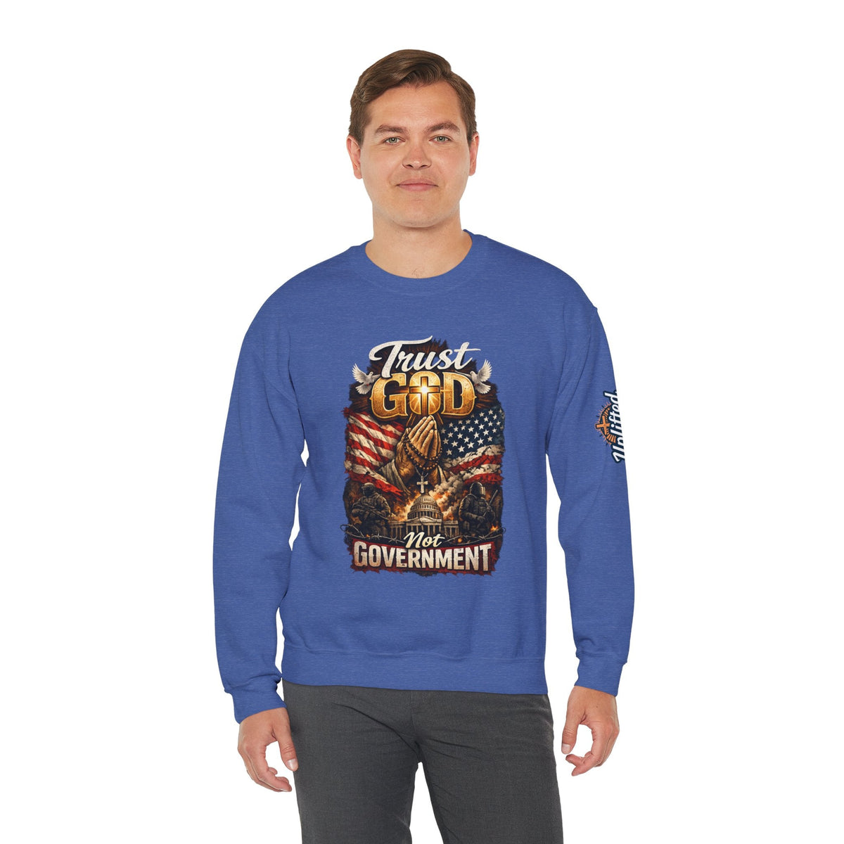 Trust God Not Government Sweatshirt — Vintage Patriotic Christian Sweatshirt Printify