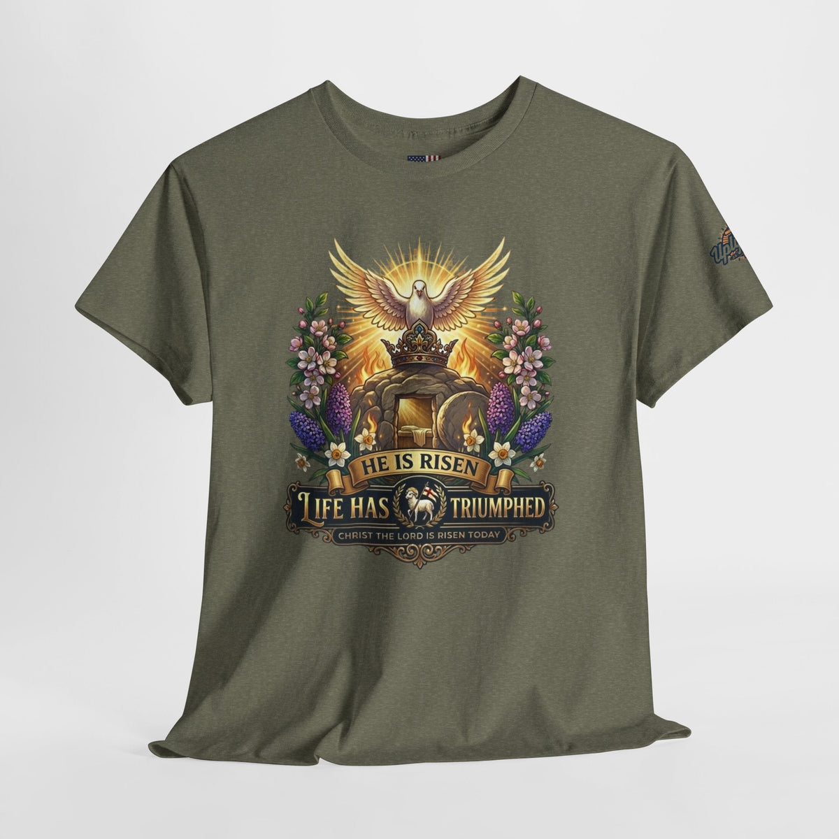 He Is Risen "Life Has Triumphed" T-Shirt — Easter Resurrection Christian Tee Printify