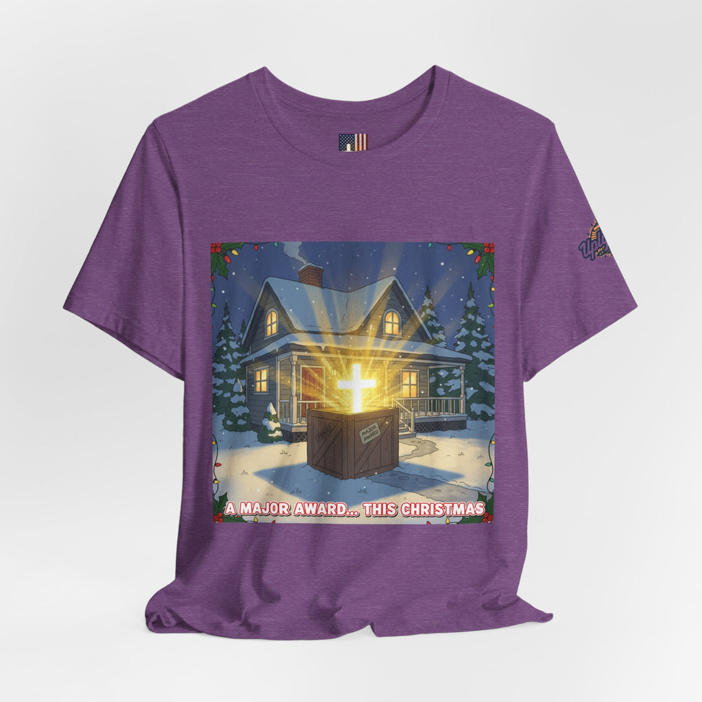 A Major Award This Christmas T-shirt – Fragile Leg Lamp Parody Cross Unboxing Christian T-shirt for Hilarious Faith & Holiday Glow Printify