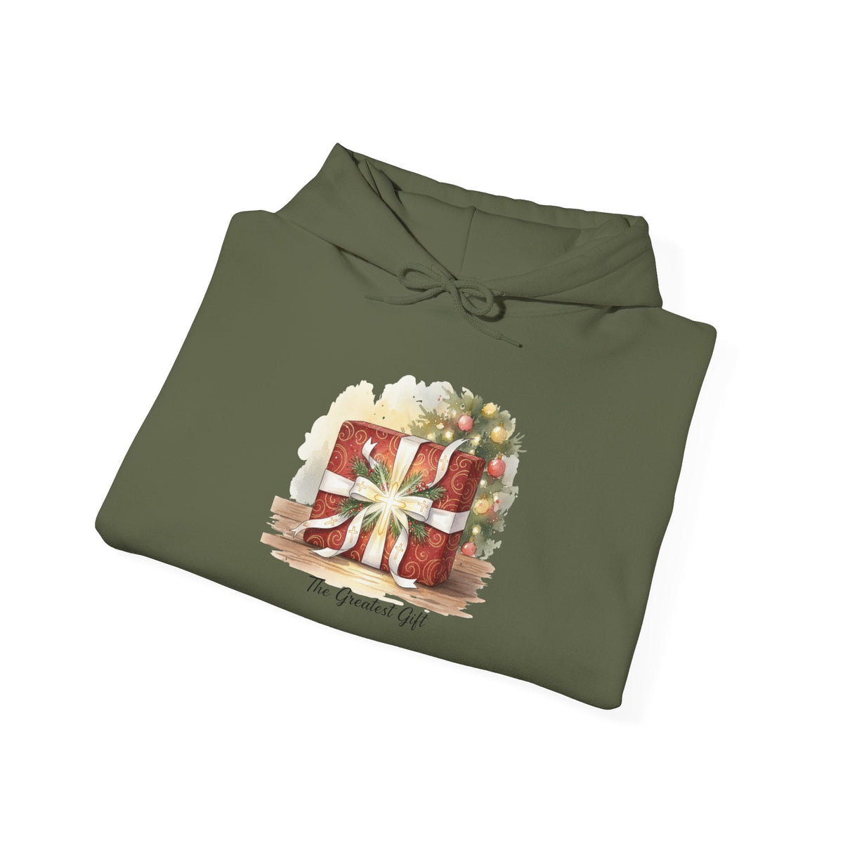 The Greatest Gift Hoodie – Cross Bow Present Christian Hoodie for Christmas Salvation & Eternal Faith Printify