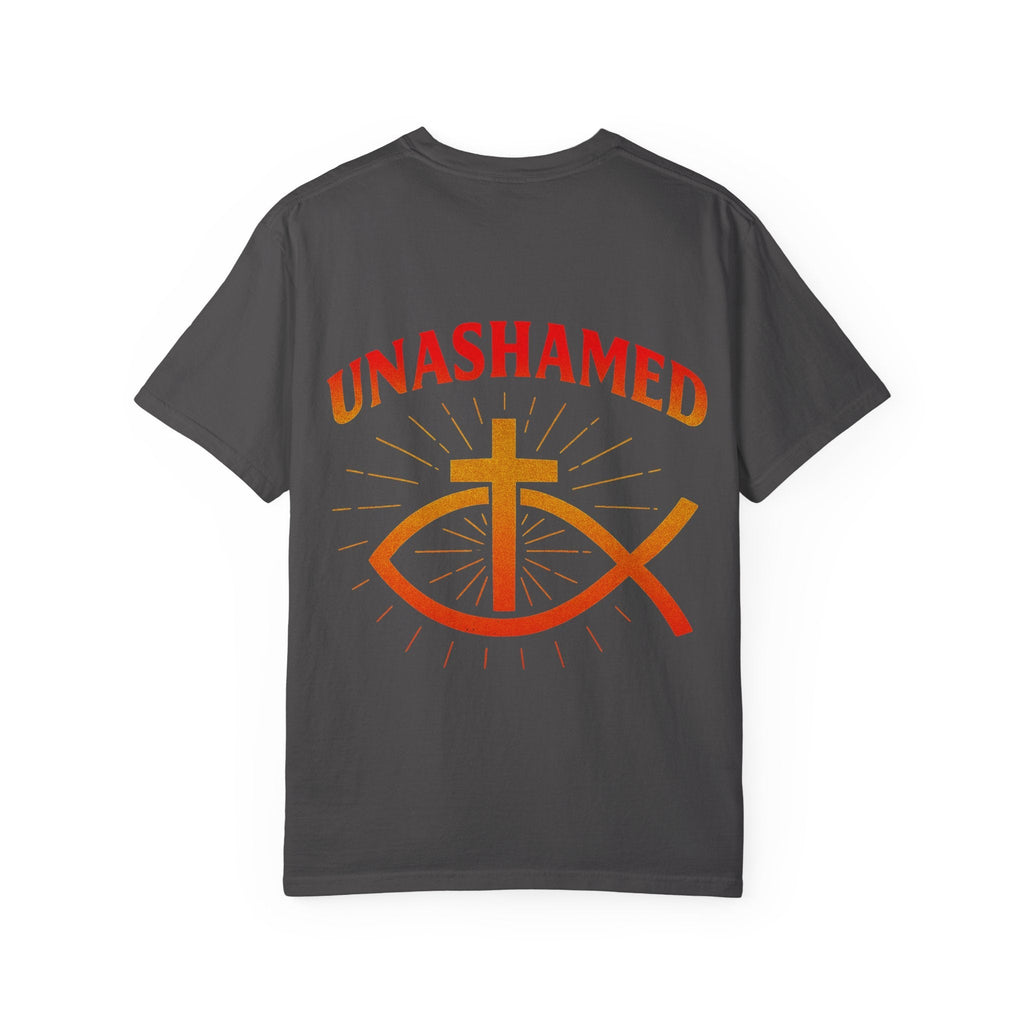 Unashamed T-shirt – Ichthys Jesus Fish & Cross Christian Sweatshirt for Romans 1:16 Bold Faith Printify