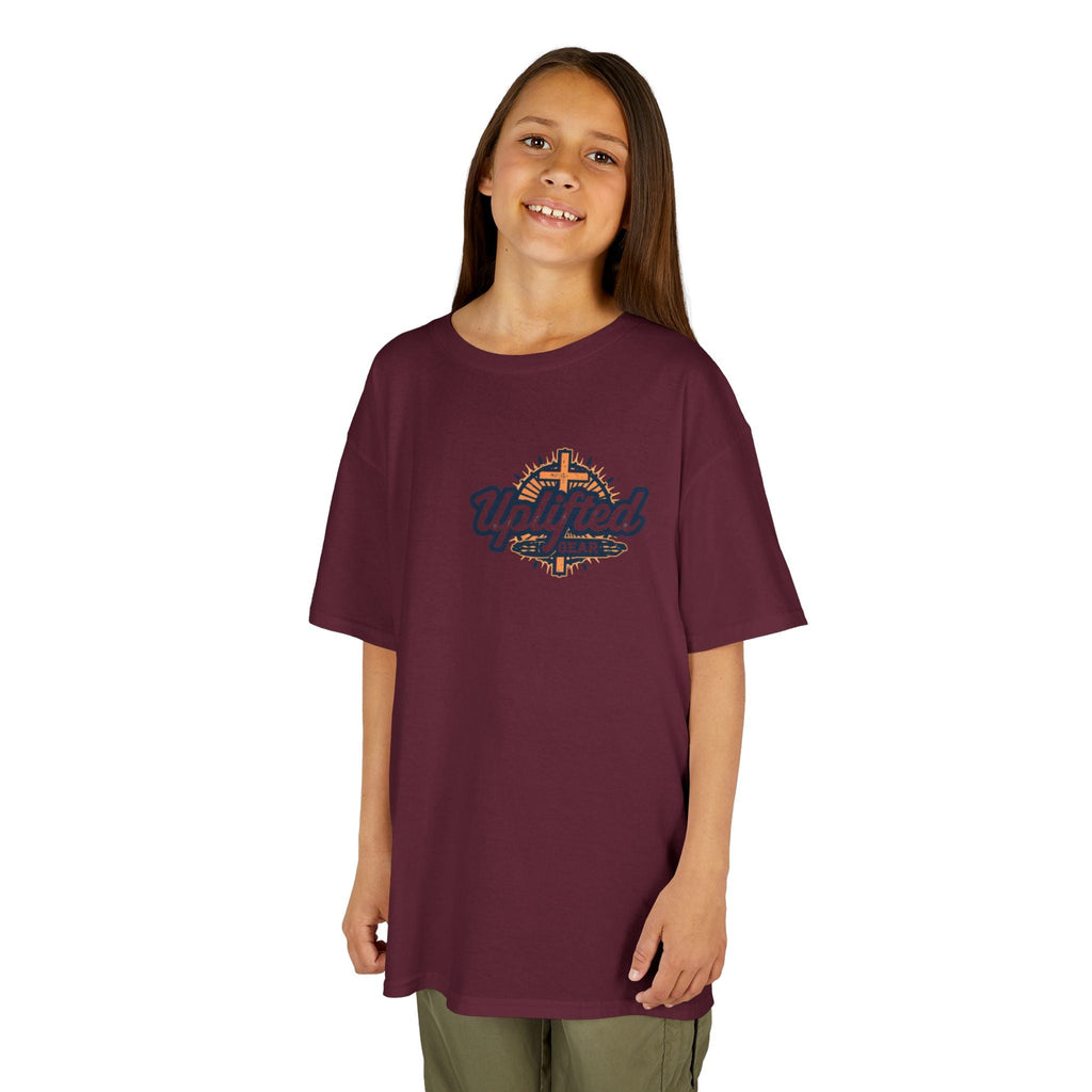 ✨ Chosen. Loved. Redeemed. – Elegant Christian Kids T-Shirt | Gold Foil Faith Tee | Subtle Cross & Heart Design | Inspirational Bible Verse Apparel by Uplifted Gear Printify