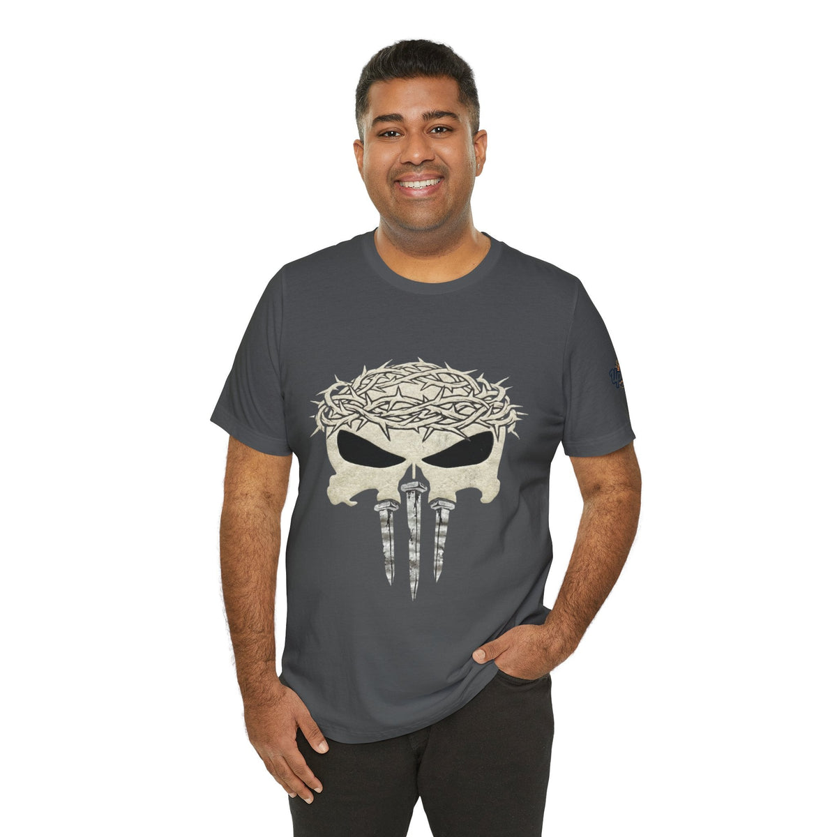 Christian Skull T-shirt - Crown of Thorns & Nails - Warrior Faith T-shirt Printify