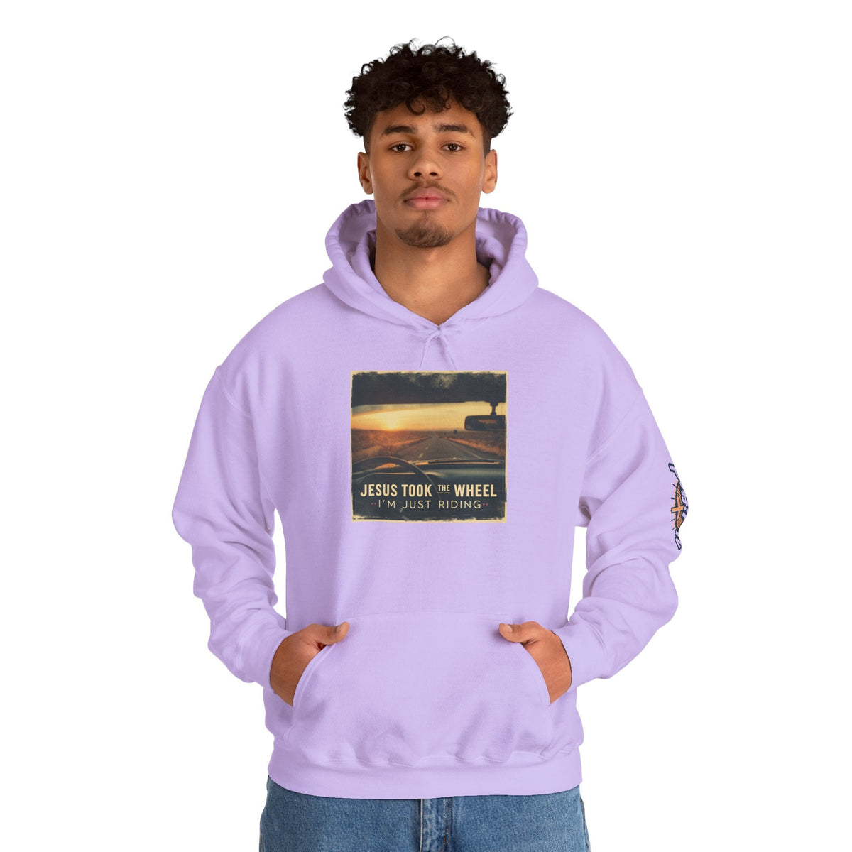 Jesus Took the Wheel I'm Just Riding Hoodie – Funny Christian Convertible Car Sweatshirt for Surrendered Faith & Humor Printify