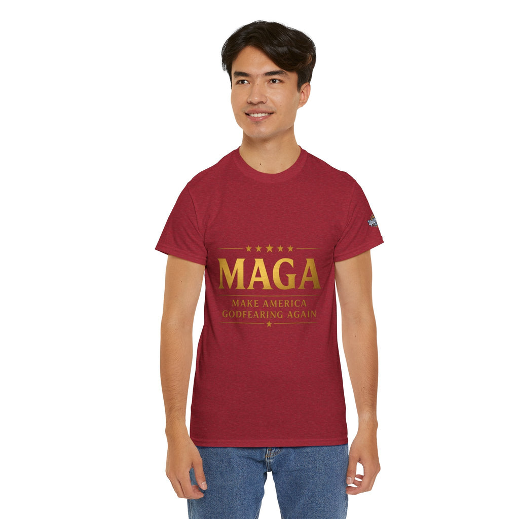 MAGA Gold Letter T-Shirt — "Make America Great Again" Printify
