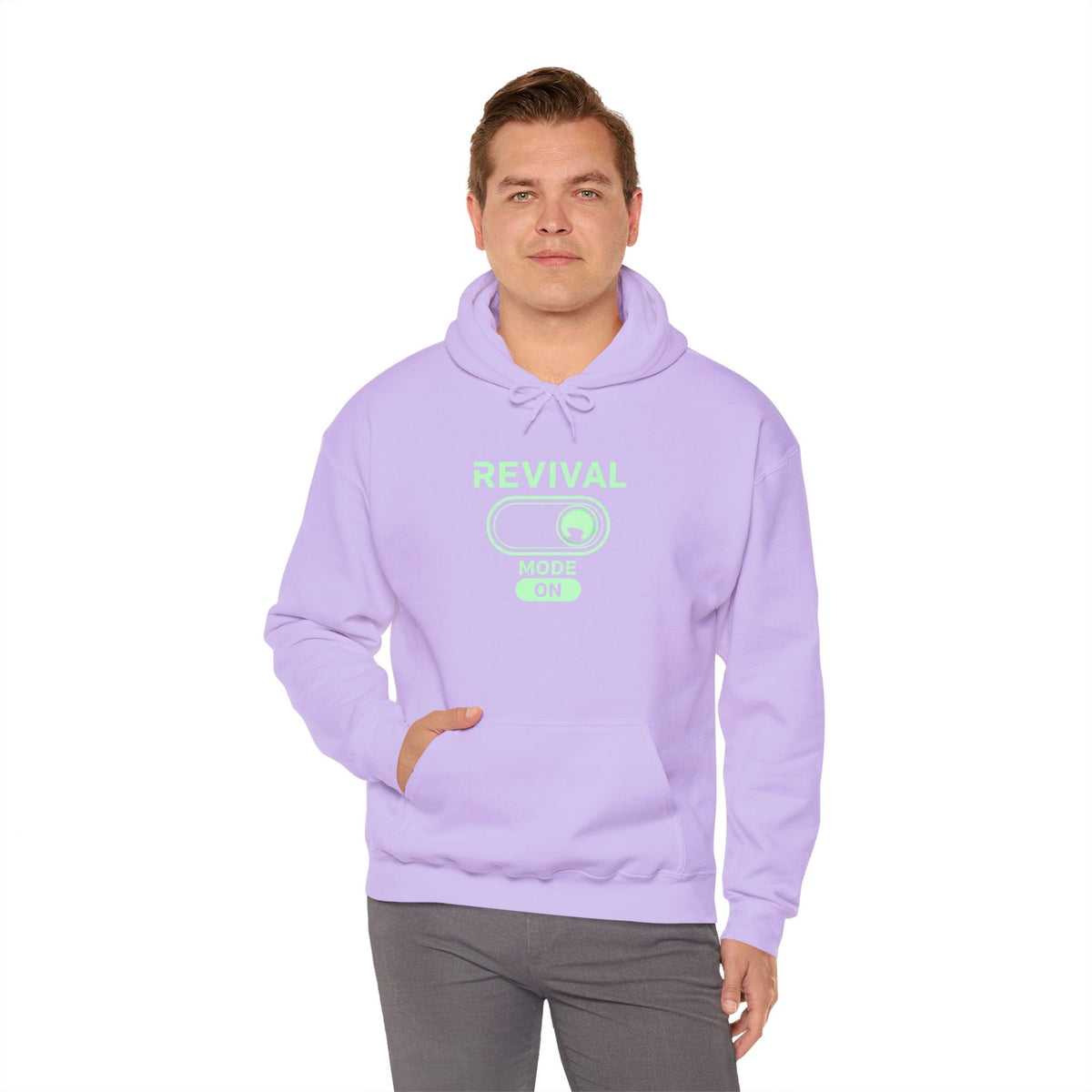 🔥 Revival Mode: ON – Christian Techwear Hoodie | Glowing Green Faith Switch | Futuristic Jesus Shirt | Activate Your Spiritual Awakening | Uplifted Gear Printify