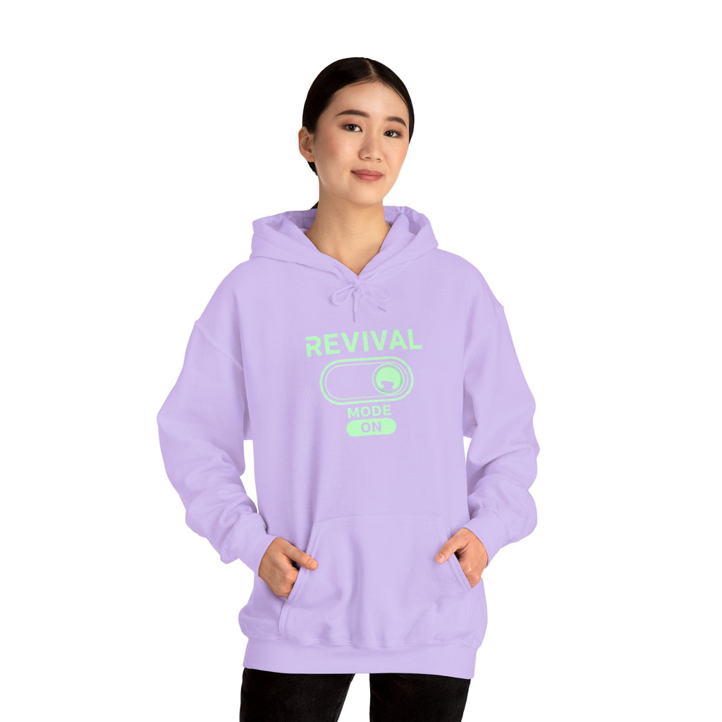 🔥 Revival Mode: ON – Christian Techwear Hoodie | Glowing Green Faith Switch | Futuristic Jesus Shirt | Activate Your Spiritual Awakening | Uplifted Gear Printify