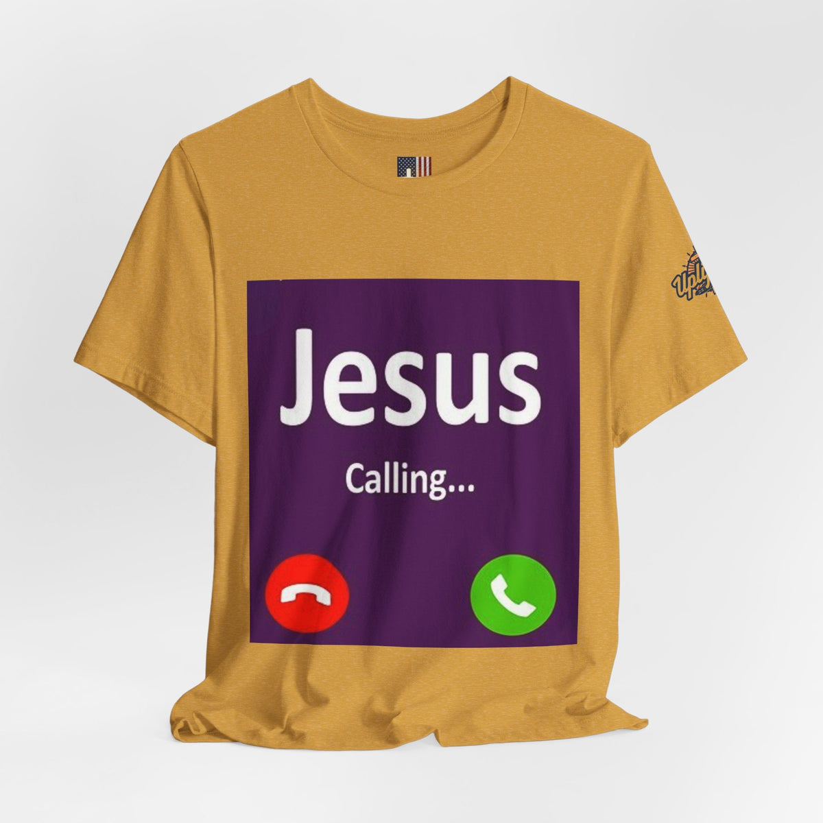 Jesus Calling T-shirt – Funny Cell Phone Screen Christian T-shirt for Divine Connection & Faith Humor Printify