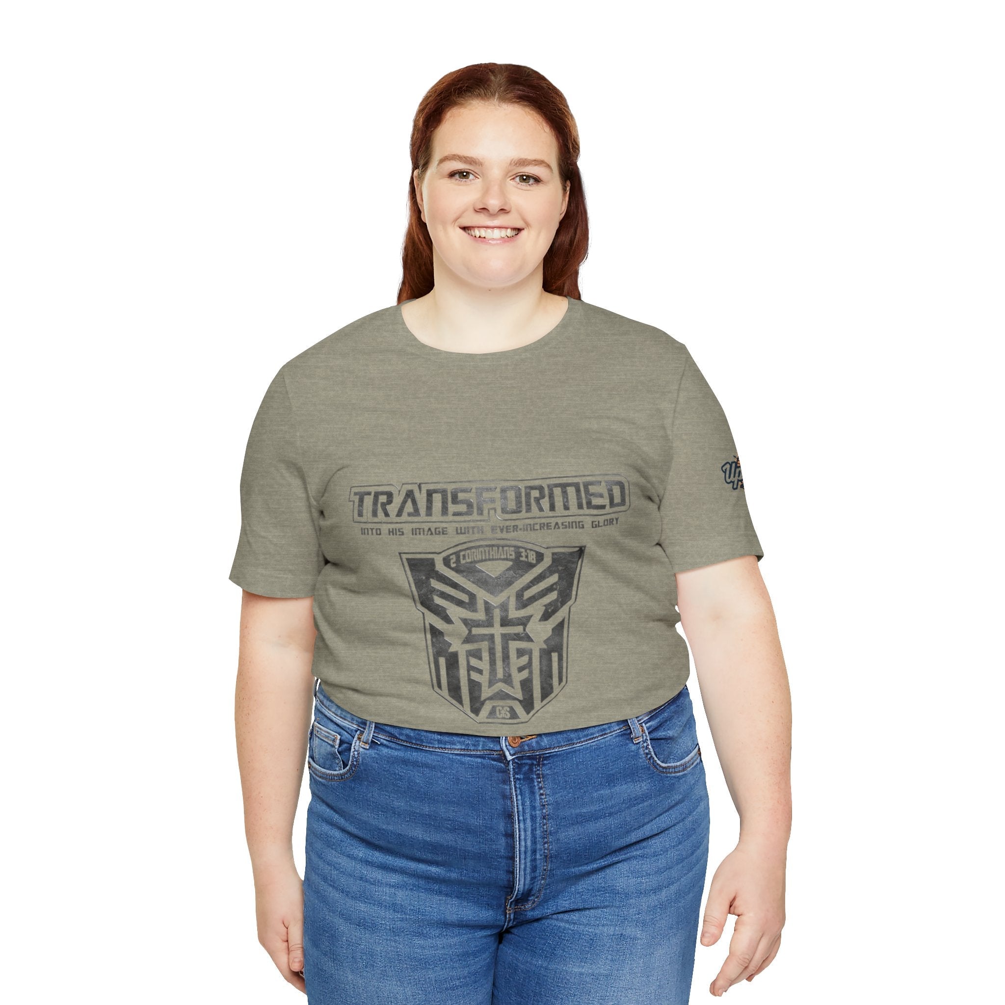 Transformer Logo Christian T-shirt | 2 Corinthians 3:18 Bible Verse T-shirt Printify