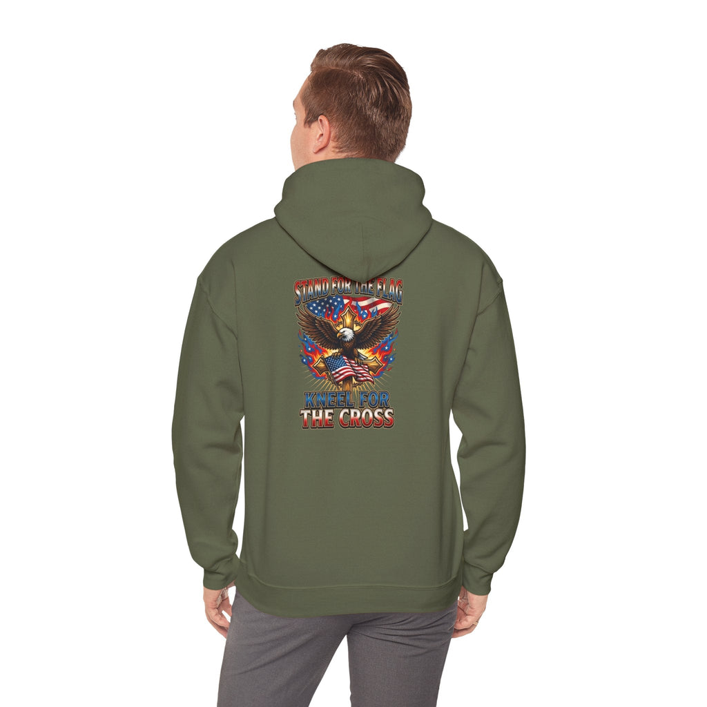Stand for the Flag Kneel for the Cross Hoodie | Patriotic Eagle Hoodie Printify