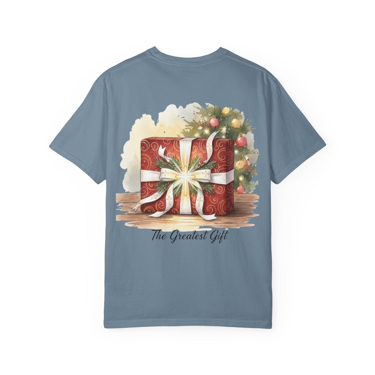 The Greatest Gift T-shirt – Cross Bow Present Christian T-shirt for Christmas Salvation & Eternal Faith Printify