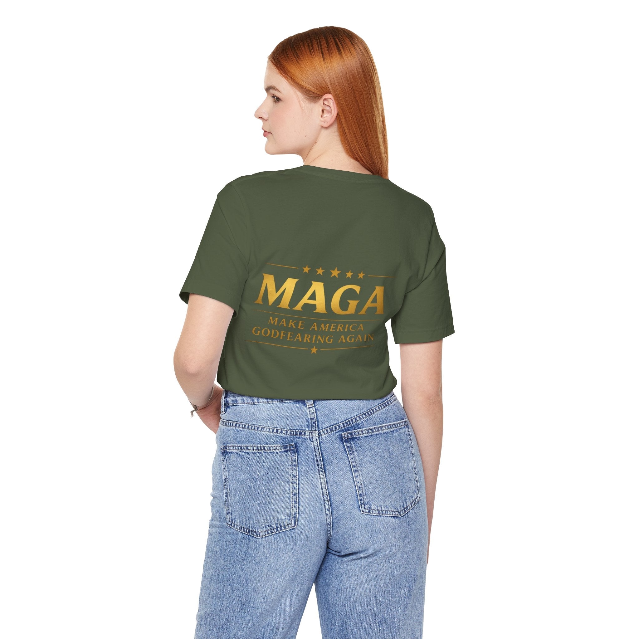 MAGA Gold Letter T-Shirt — "Make America Great Again" Printify
