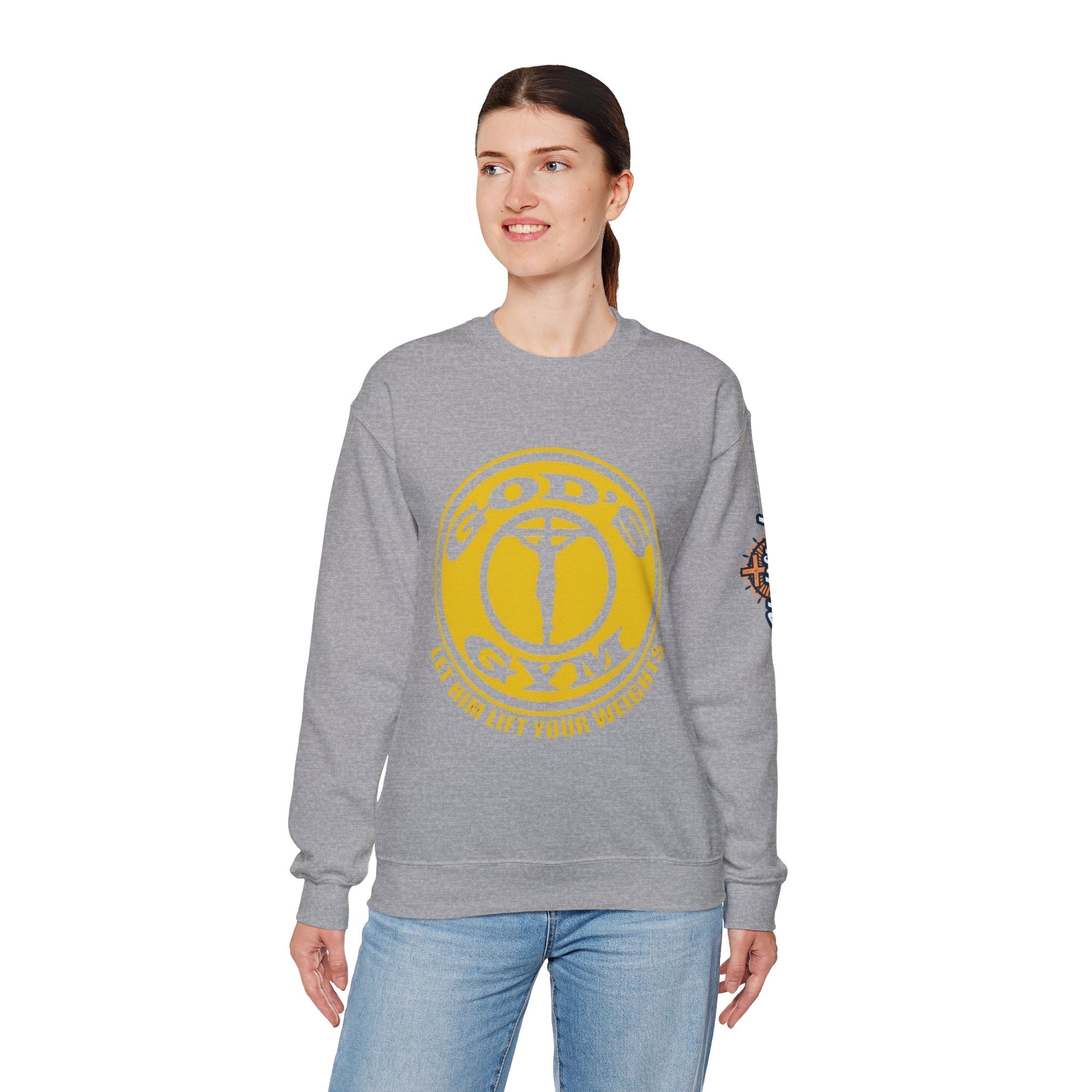 God's Gym Sweatshirt — "Let Him Lift Your Weights" Christian Fitness Sweatshirt Printify