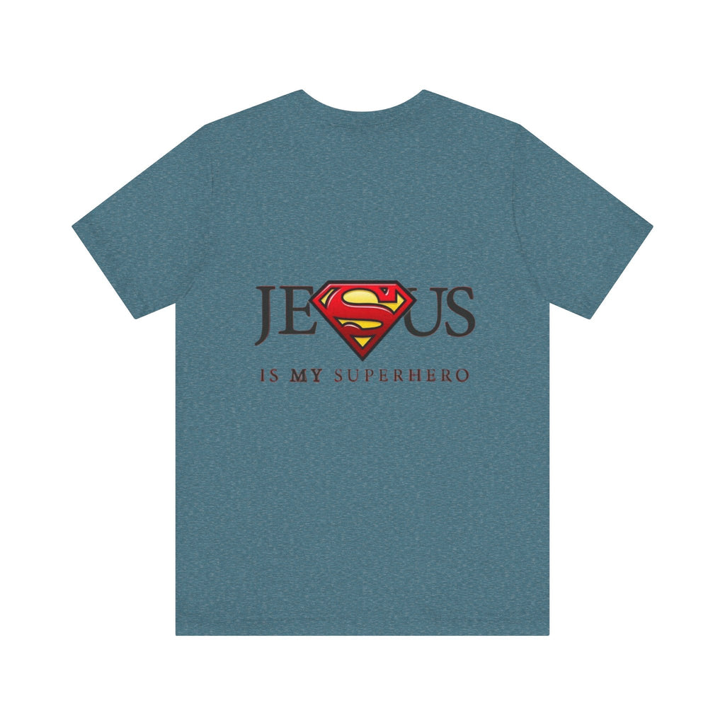 Jesus Is My Superhero T-Shirt — Faith-Based Superman-Inspired Tee Printify