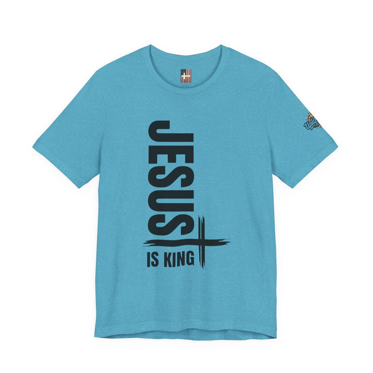 Jesus Is King T-shirt | Modern Typographic Cross Christian T-shirt Printify