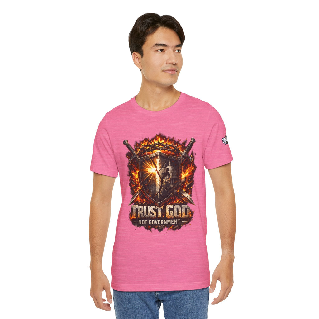 Trust God Not Government Shield Tee — Patriotic Christian Faith T-Shirt Printify