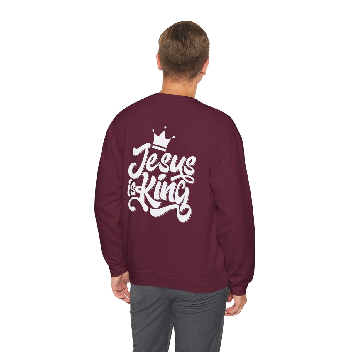 Jesus is King Sweatshirt – Bold Crown & Cross Christian Hoodie for Eternal Faith & Comfort Printify