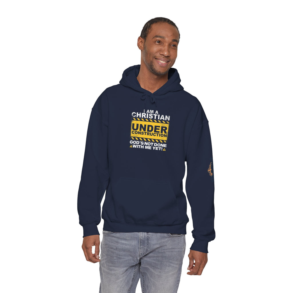 Christian Under Construction Hoodie | God Is Not Done With Me Yet Hoodie Printify