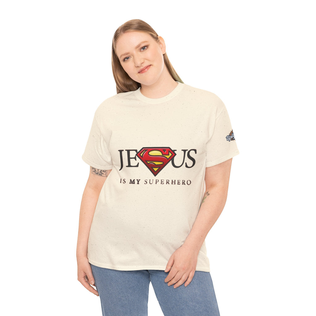 Jesus Is My Superhero T-Shirt — Faith-Based Superman-Inspired Tee Printify