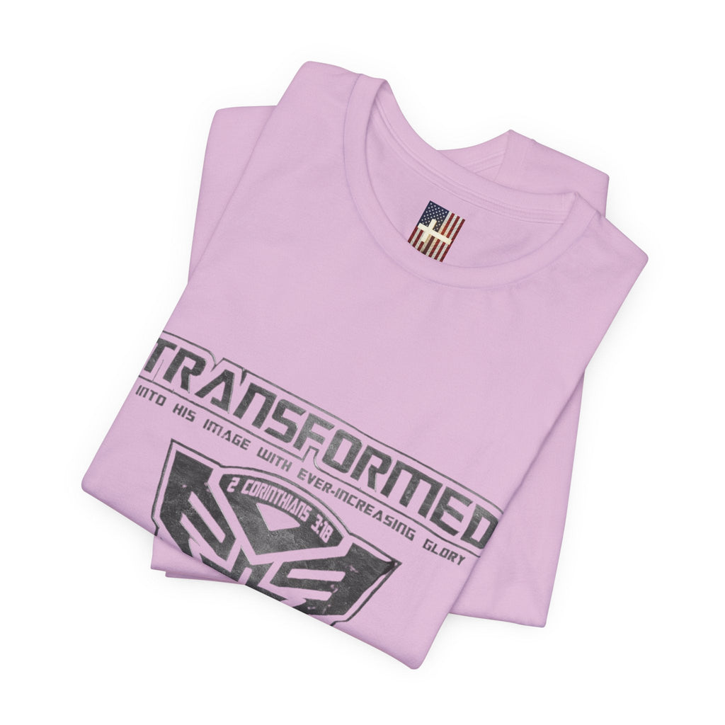 Transformer Logo Christian T-shirt | 2 Corinthians 3:18 Bible Verse T-shirt Printify