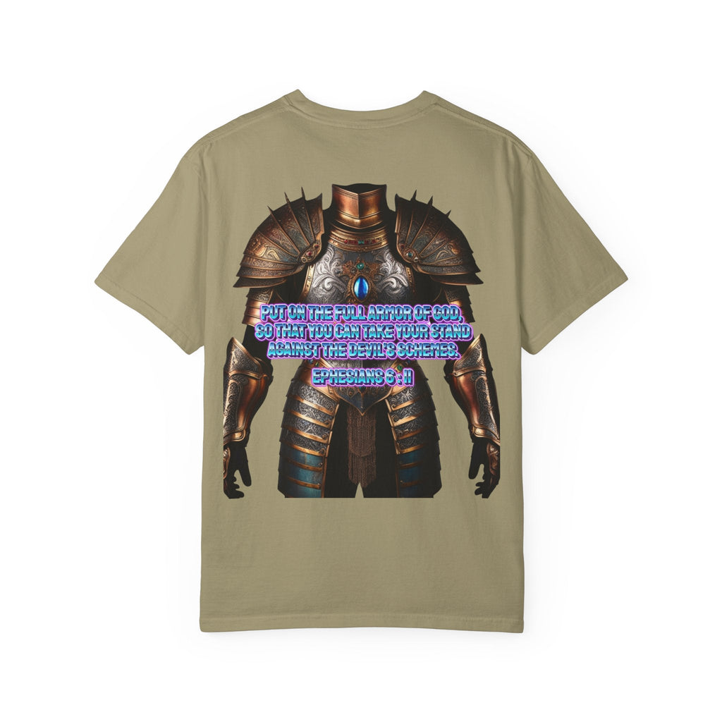 Religious Graphic Tee with Armor Of God Design - Unisex Garment-Dyed T-shirt Printify