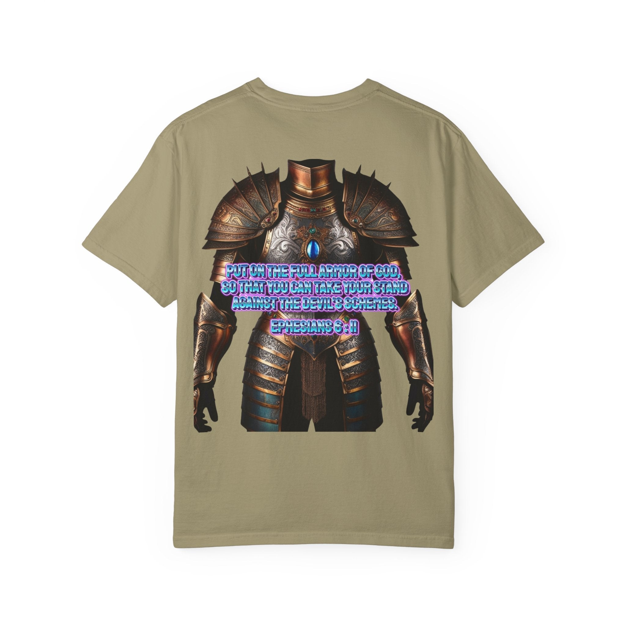Religious Graphic Tee with Armor Of God Design - Unisex Garment-Dyed T-shirt Printify