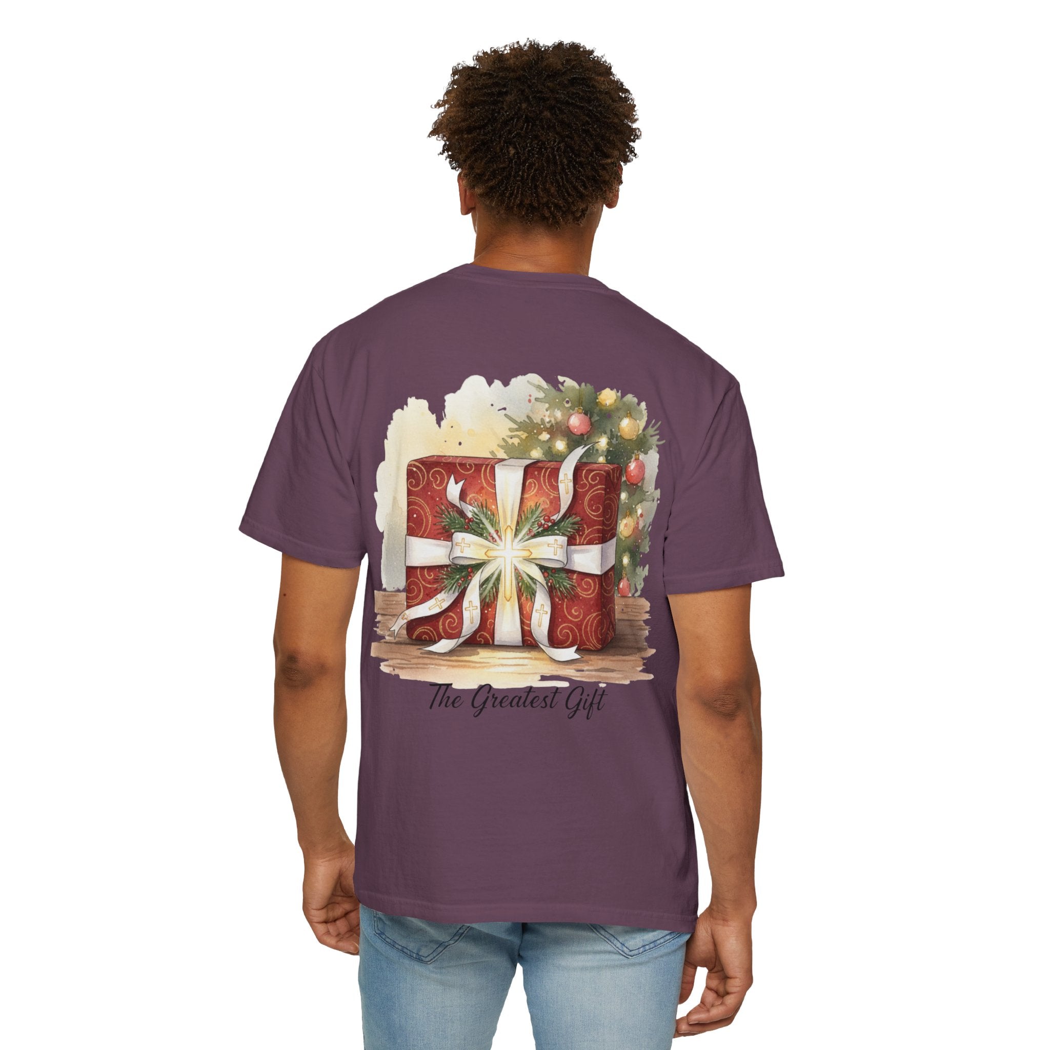 The Greatest Gift T-shirt – Cross Bow Present Christian T-shirt for Christmas Salvation & Eternal Faith Printify