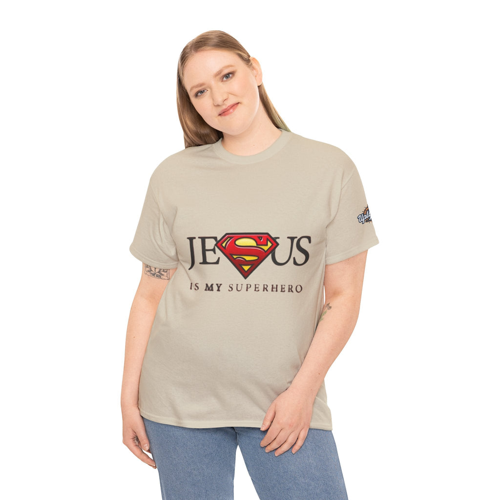 Jesus Is My Superhero T-Shirt — Faith-Based Superman-Inspired Tee Printify