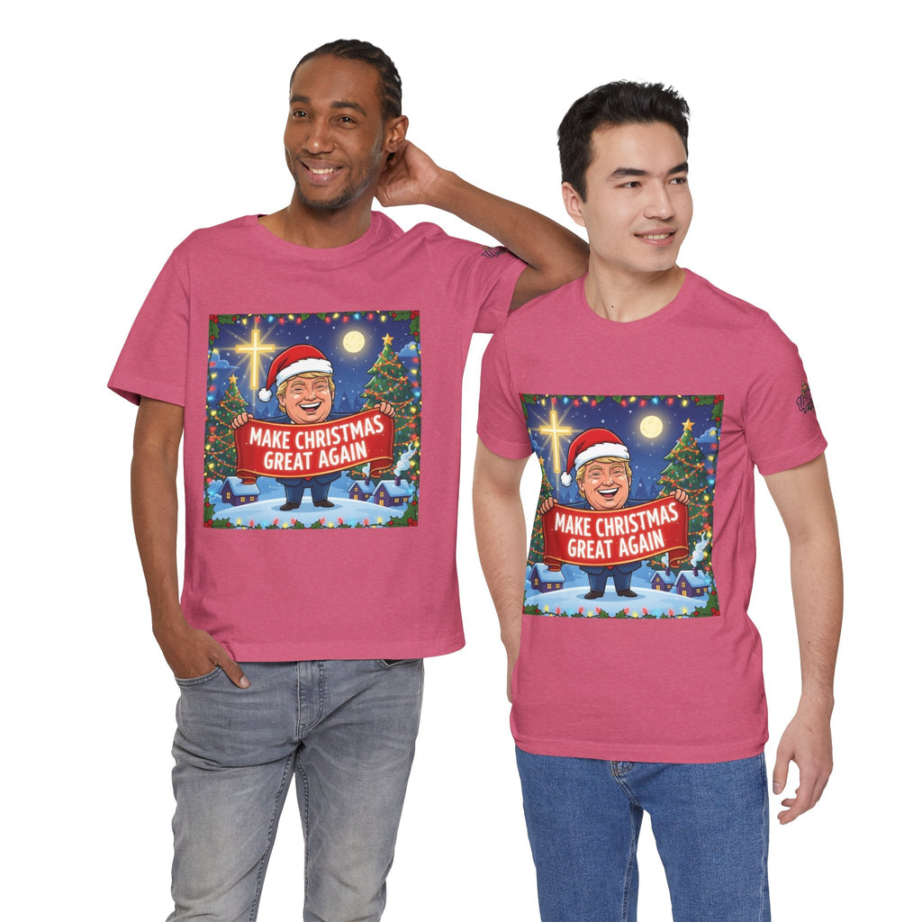 🎄 Make Christmas Great Again – Patriotic Christian Christmas T-Shirt | Bold Holiday Faith Tee | Red & White Banner Design | Uplifted Gear Printify