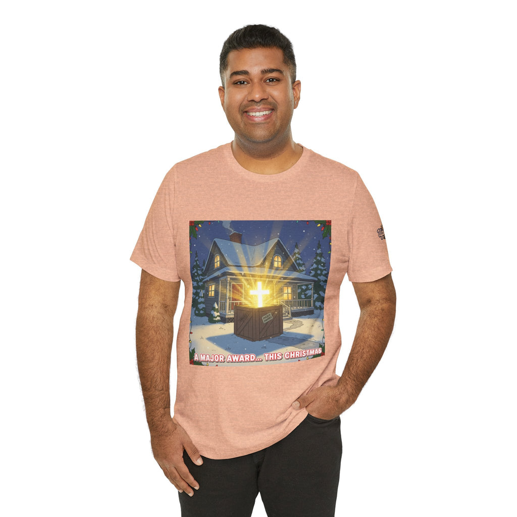 A Major Award This Christmas T-shirt – Fragile Leg Lamp Parody Cross Unboxing Christian T-shirt for Hilarious Faith & Holiday Glow Printify