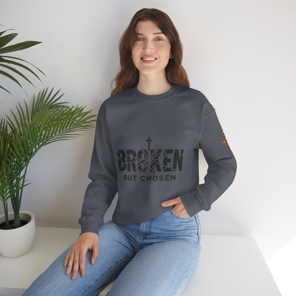 Broken But Chosen Crewneck Sweatshirt Printify