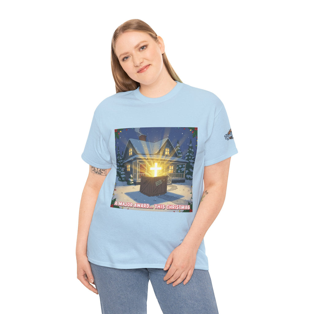 A Major Award This Christmas T-shirt – Fragile Leg Lamp Parody Cross Unboxing Christian T-shirt for Hilarious Faith & Holiday Glow Printify