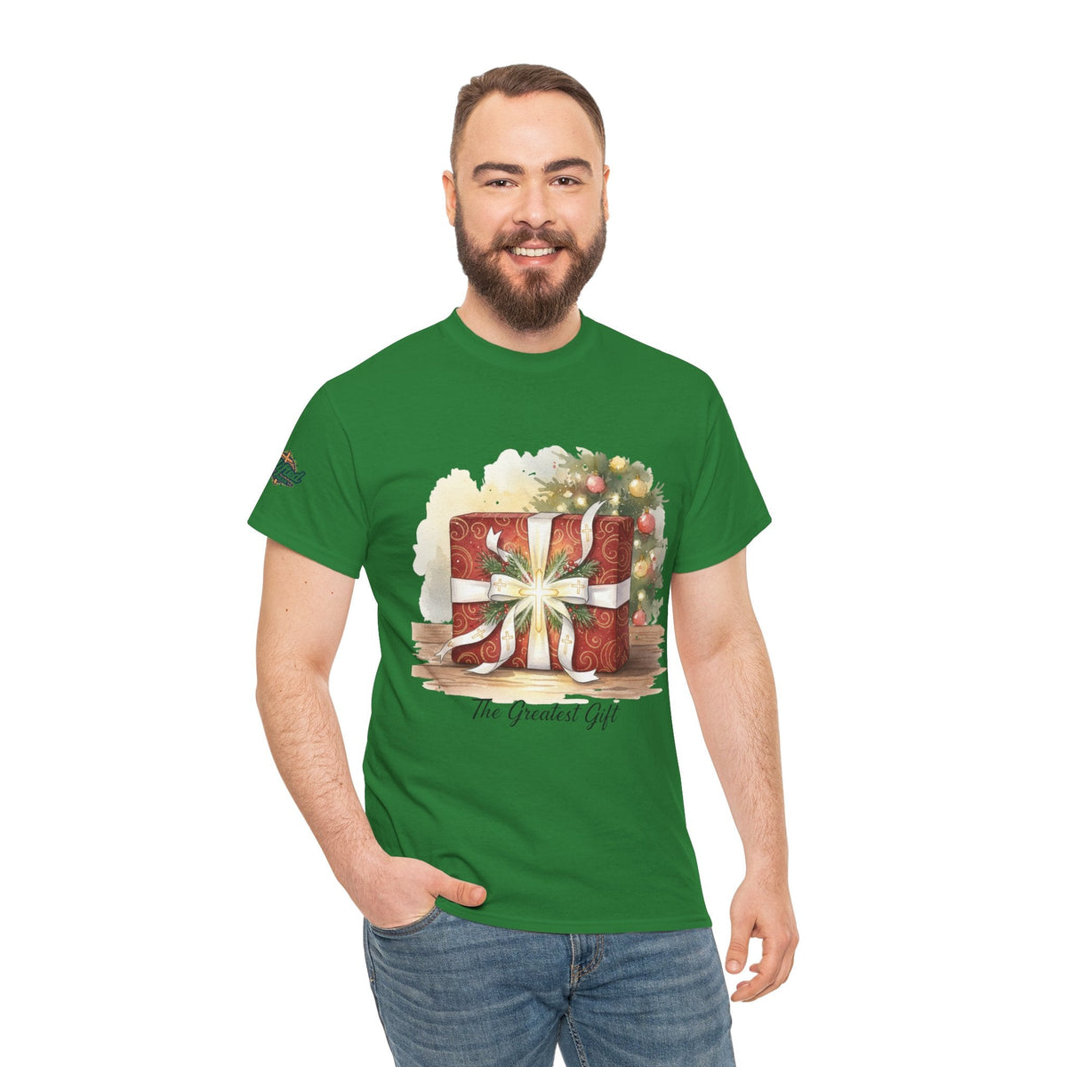 The Greatest Gift T-shirt – Cross Bow Present Christian T-shirt for Christmas Salvation & Eternal Faith Printify