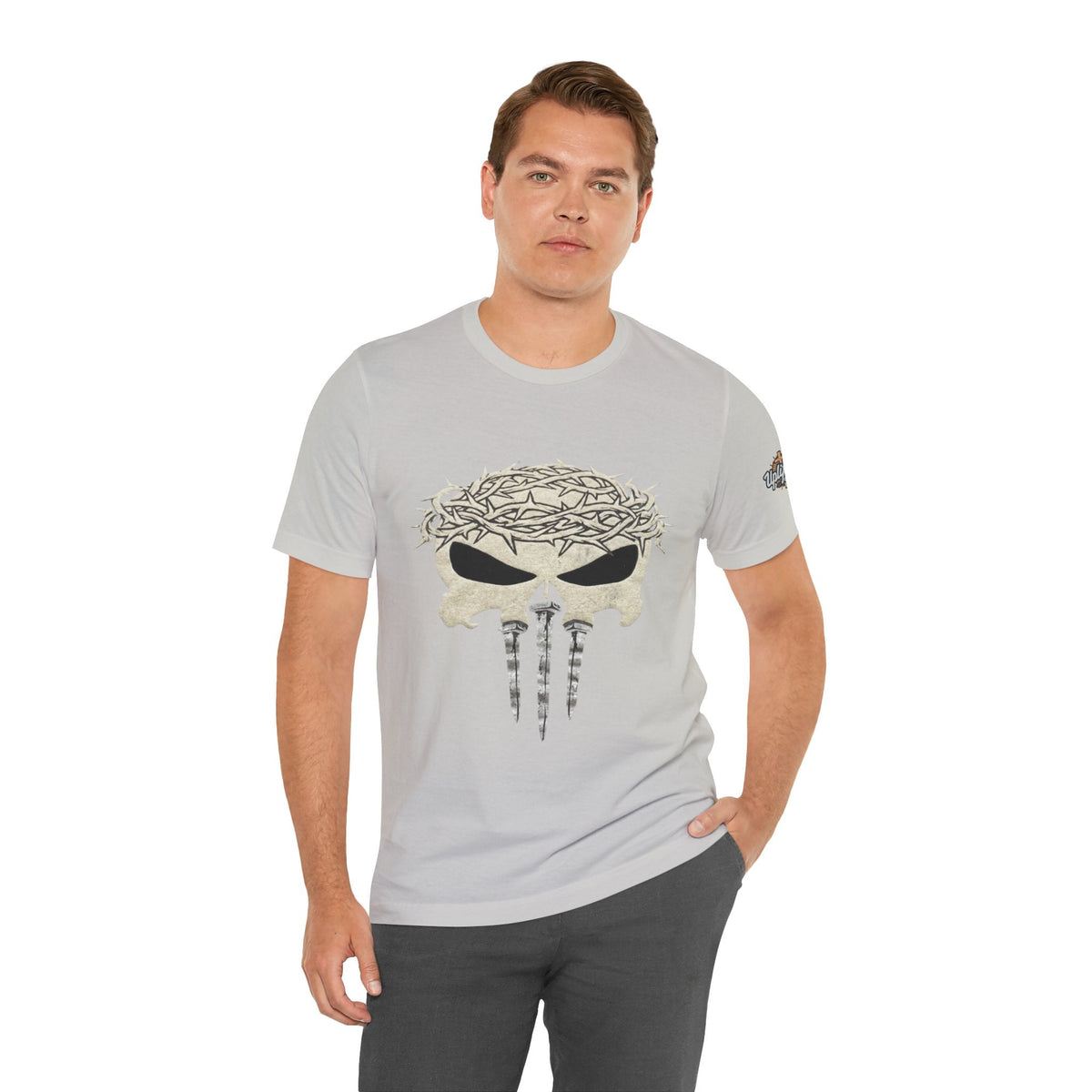 Christian Skull T-shirt - Crown of Thorns & Nails - Warrior Faith T-shirt Printify