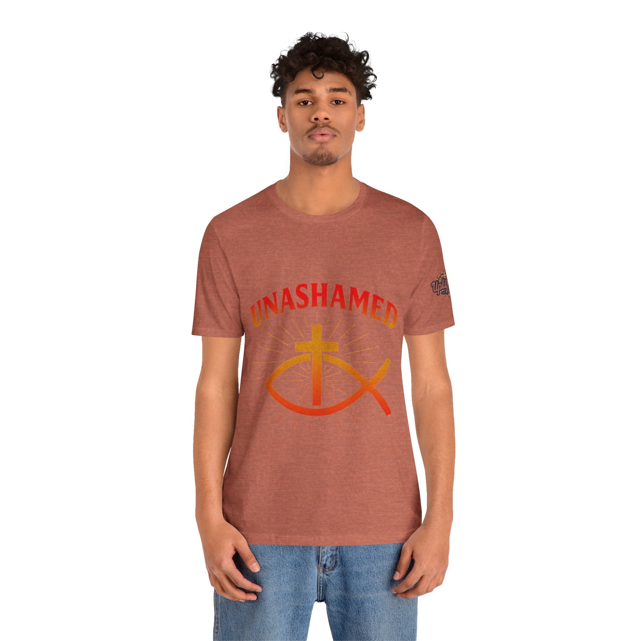 Unashamed T-shirt – Ichthys Jesus Fish & Cross Christian T-shirt for Romans 1:16 Bold Faith Printify